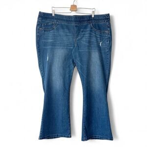 Democracy Ab Solution Pull On Stretch Comfy Whiskered Flare Jeans Size 24W